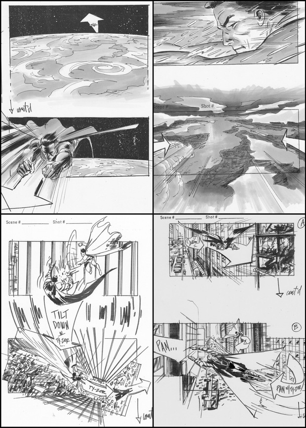 Ejemplo del storyboard de Peter Ramsey para el Superman escrito por J.J.Abrams.