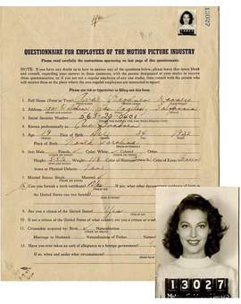 Curiosidad cinéfila. Ficha de inscripción de Ava Gardner en MGM.
