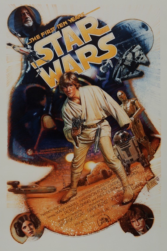Cartel 10º Aniversario Star Wars de Drew Struzan.