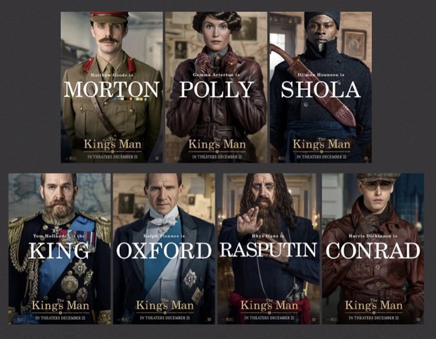'The King's Man' de Matthew Vaughn. Nuevo trailer y carteles individuales.