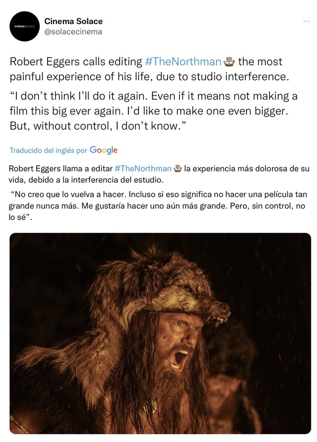 ¡Malditos sean! Espero que no llegue la sangre al río y Eggers haga más películas "grandes".