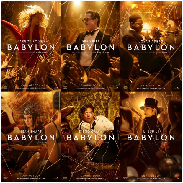 Carteles de personajes de 'Babylon' de Damien Chazelle.