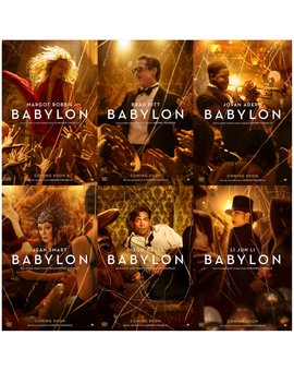 Carteles de personajes de 'Babylon' de Damien Chazelle.