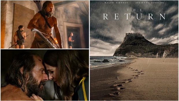 Imágenes y póster de 'The Return'. Ralph Fiennes es Odiseo y Juliette Binoche es Penélope.