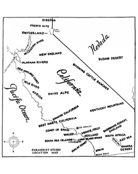 Mapa de posibles localizaciones en California. Paramount Pic. 1927.