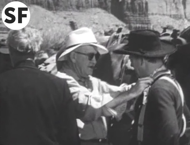 Tras las cámaras en 'Centauros del Desierto'.