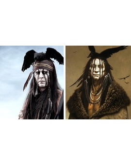 'TONTO' DE JOHNNY DEPP ('THE LONE RANGER') INSPIRADO EN 'SOY CUERVO', UNA PINTURA DE KIRBY SATTLER.