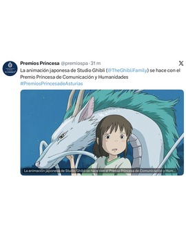 Studio Ghibli premio Princesa de Asturias 