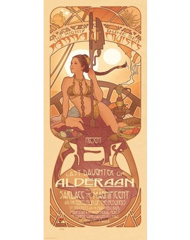 POSTER DE ADAM HUGHES DE LA PRINCESA LEIA AL ESTILO DE ALPHONSE MUCHA
