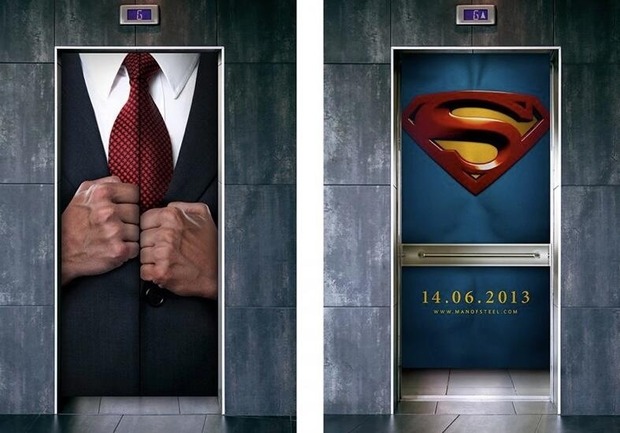 'MAN OF STEEL' PUBLICIDAD EN UN ASCENSOR. GENIAL