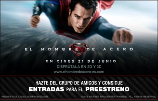 KINEPOLIS SORTEA ENTRADAS PARA 'EL HOMBRE DE ACERO' 100 PARA MADRID, VALENCIA Y GRANADA 