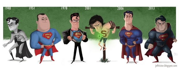 EVOLUCIÓN EN LA PANTALLA DE SUPERMAN ESTILO CARTOON POR JEFF VICTOR