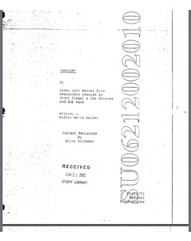 'ASYLUM: BATMAN VS SUPERMAN' AQUEL VIEJO GUIÓN DEL 2002 DE ANDREW KEVIN WALKER REVISADO POR AKIVA GOLDSMAN (EN PDF E INGLÉS)