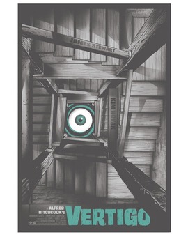 'VÉRTIGO' POSTER DE GHOULISH GARY PULLIN PARA MONDO POSTER EN CONMEMORACIÓN DEL CUMPLEAÑOS DE A.HITCHCOCK (13 DE AGOSTO)  1/2