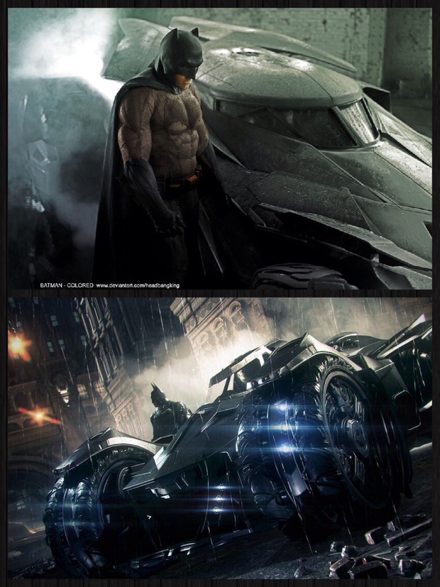 El BATMÓVIL de 'BATMAN VS SUPERMAN' parece primo hermano del Batmóvil del juego 'BATMAN ARKHAM KNIGHT'