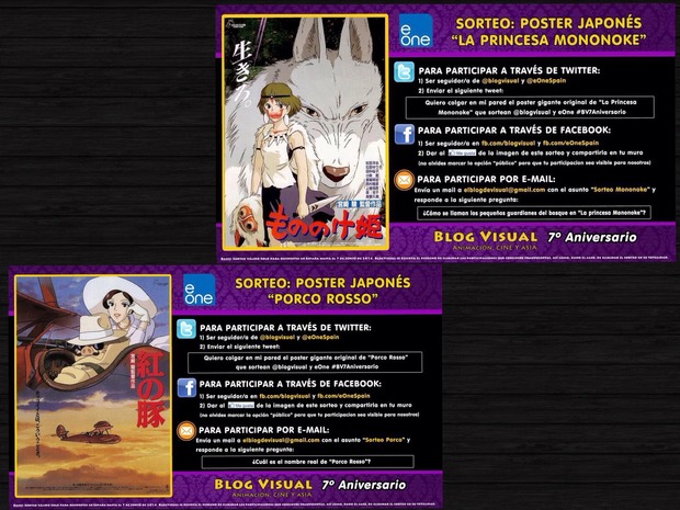 Sorteos: Pósters de 'PORCO ROSSO' y 'MONONOKE'