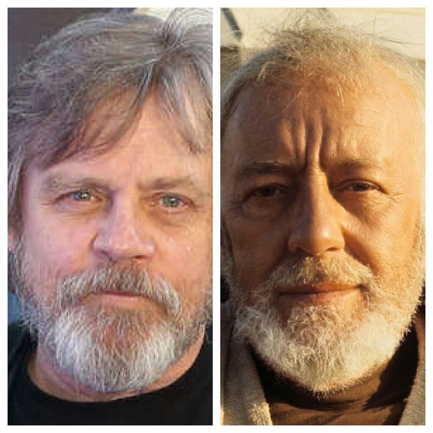 MARK HAMILL tiene en SWVII la misma edad que ALEC GUINNES en SWIV