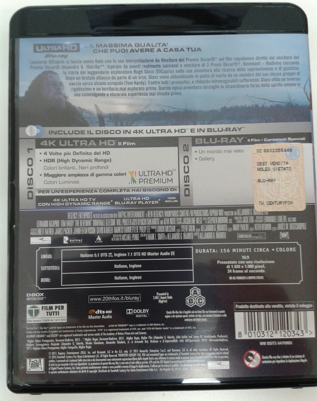 Revenant uhd4k ed.italiana trasera