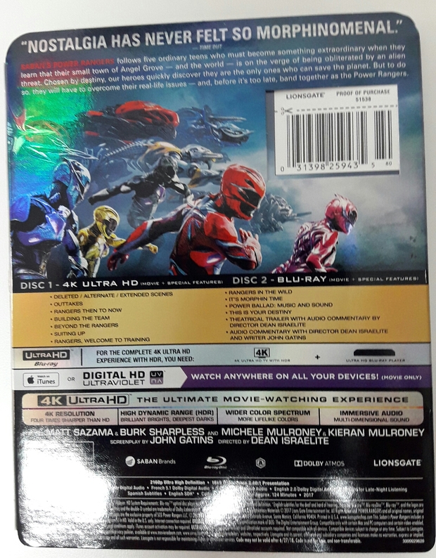 Power Rangers 4k USA Trasera