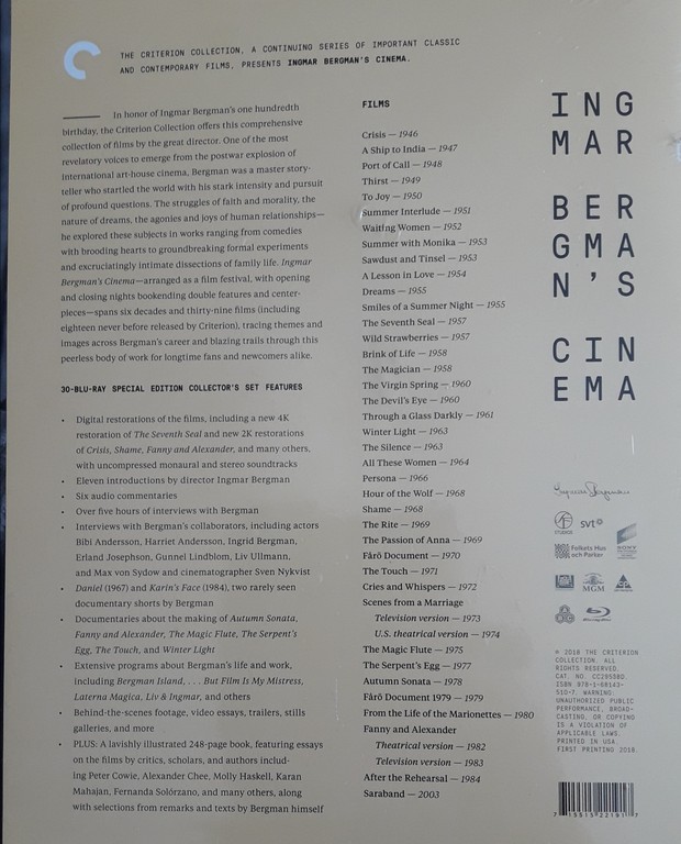 Contenido de la caja Ingmar Bergman's Cinema