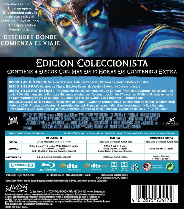 Caratula Avatar 4K edición coleccionista