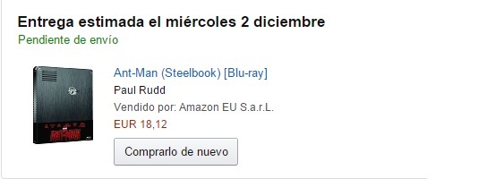 Bajada de Steelbook de ANT-MAN a 18,12€