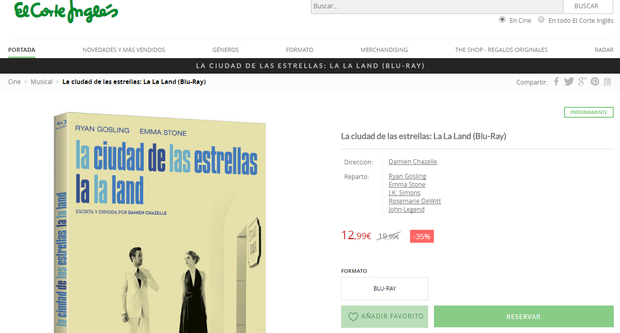 Oferta ECI - LA LA LAND (2 Discos), 12,99€ con envío. 
