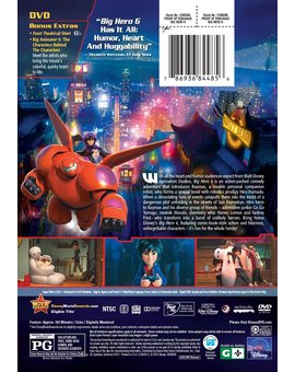 Contraportada del dvd de Big Hero 6.