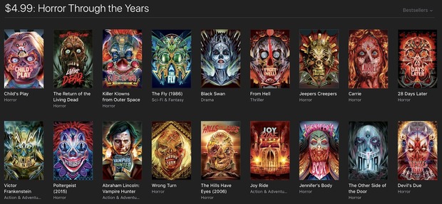 Poster conmemorativos de grandes pelis de terror para Halloween.