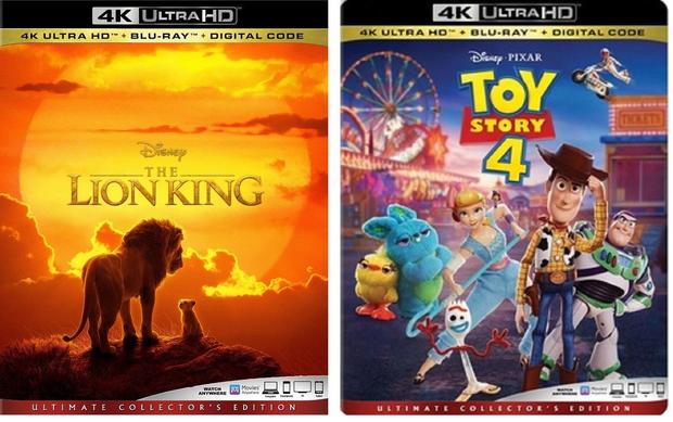 Portadas 4K de El rey león y Toy Story 4.