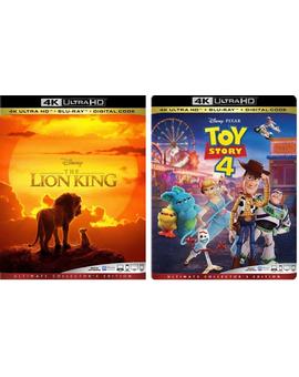 Portadas 4K de El rey león y Toy Story 4.