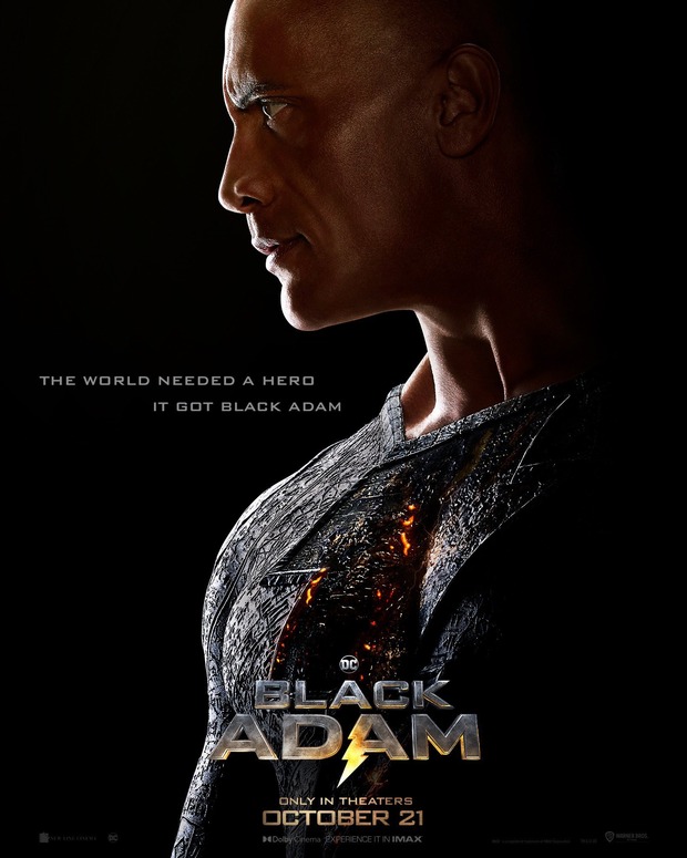 Poster de Black Adam y mañana trailer.
