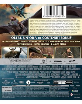 Contraportada del Blu-ray 4K de Como entrenar a tu dragón.