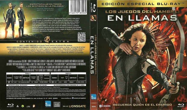 Caratula de Los Juegos del Hambre: En Llamas edición especial Blu-Ray
