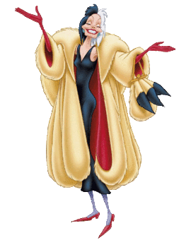 Cruella de vil "101 Dalmatas".