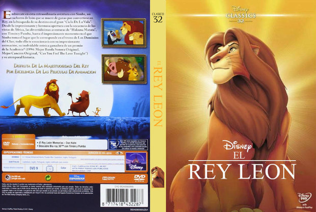 Caratula de "El rey león" con la portada de la colección.