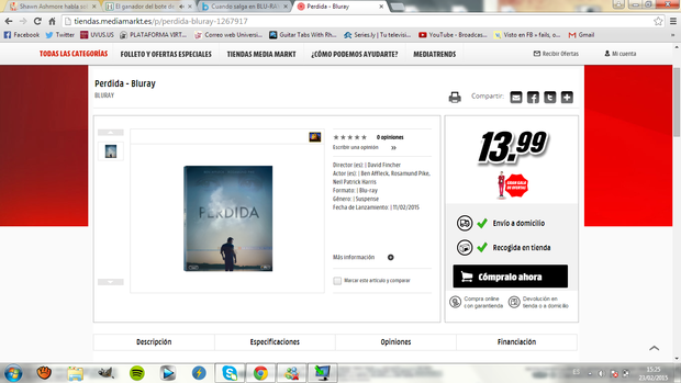 Perdida blu-ray - OFERTON para quien no la tenga aun.