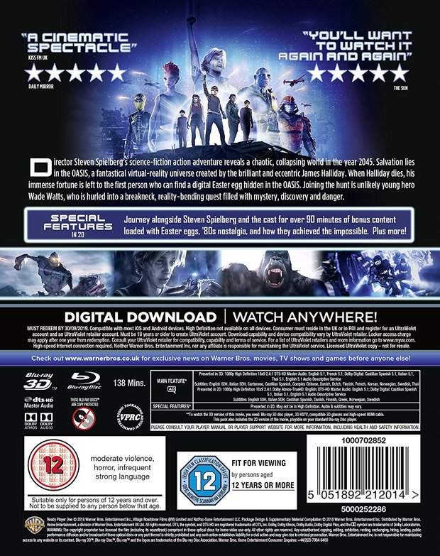 Idiomas de Ready Player One 3D/2D en UK