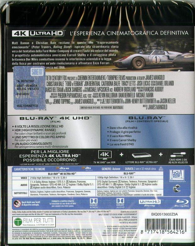 Idiomas oficiales del 4k de 'Le Mans 66' de Italia