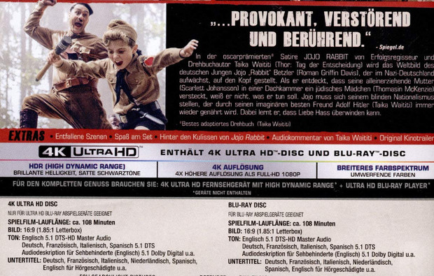 Idiomas del 4k 'Jojo Rabbit' de Alemania