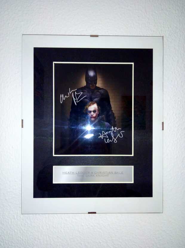 Cuadro firmado El Caballero Oscuro Heath Ledger y Christian Bale