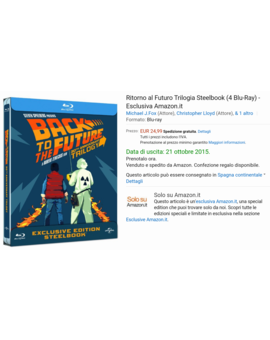 Steelbook 'Regreso al futuro' en Amazon Italia
