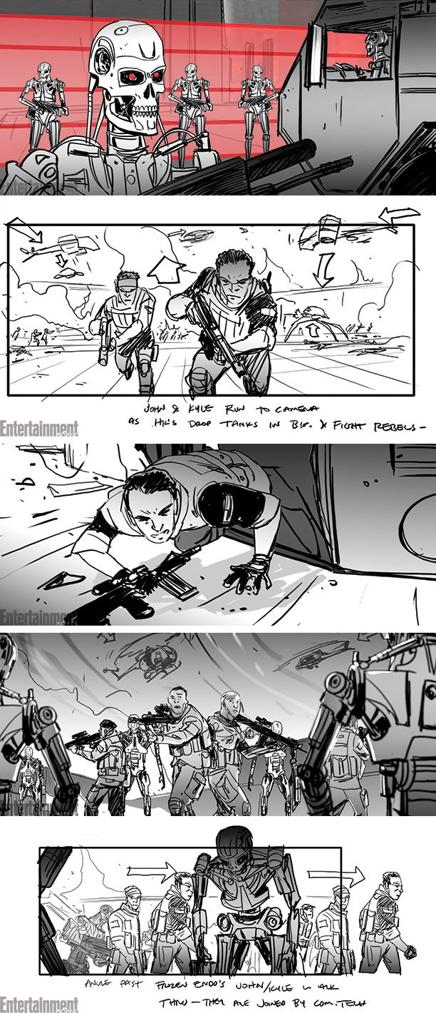 	 El guion gráfico de "Terminator Genisys" desvela una escena de batalla 