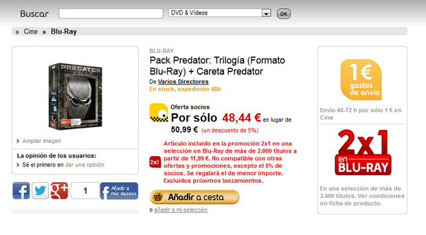 Pack Predator: Trilogía (Formato Blu-Ray) + Careta Predator