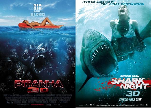 Duelos de Cine:Piraña 3D - Tiburon 3D La Presa