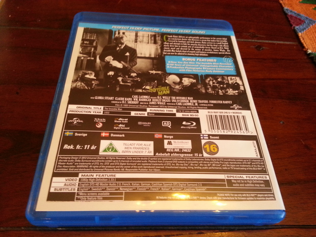 Claude Rains 1933 El Hombre Invisible Edición UK Con Audio Castellano Contraportada
