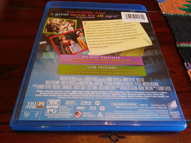 Matilda Edición Especial Blu-ray Edición USA Con Audio En Castellano Contraportada