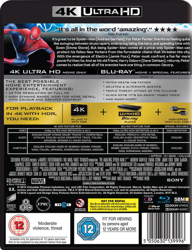 UHD Blu-ray de Sony con Castellano y Catalán en Reino Unido