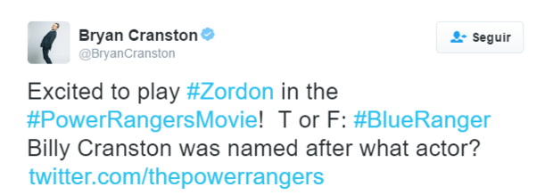 Bryan Cranston será Zordon