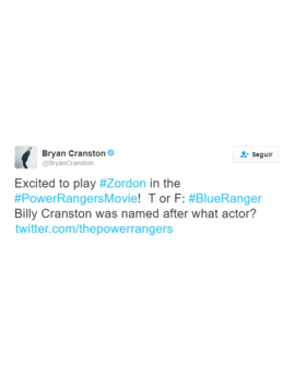 Bryan Cranston será Zordon